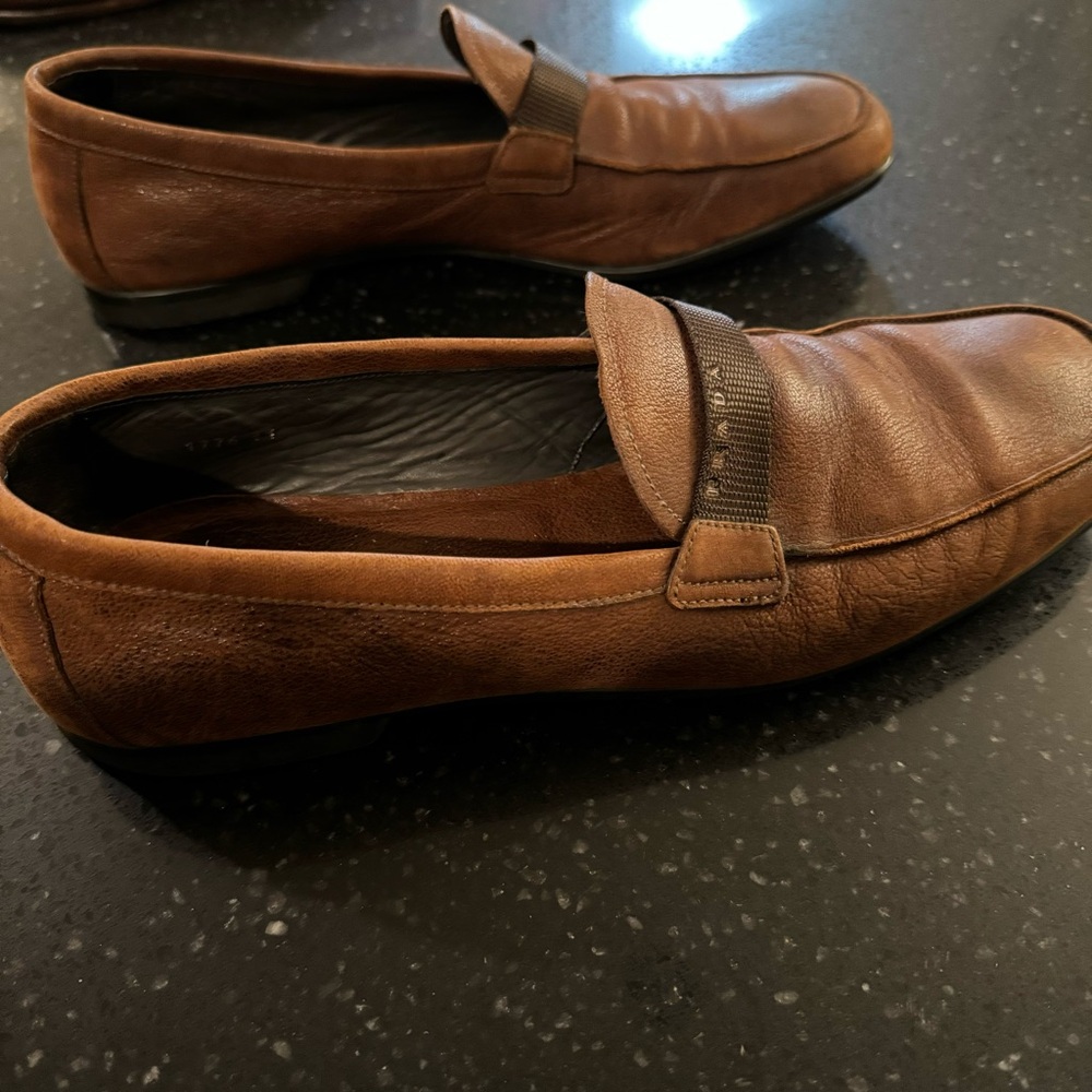 Prada Brown Pebble Leather Loafer/Slip On Men’s size 11 - Picture 5 of 9